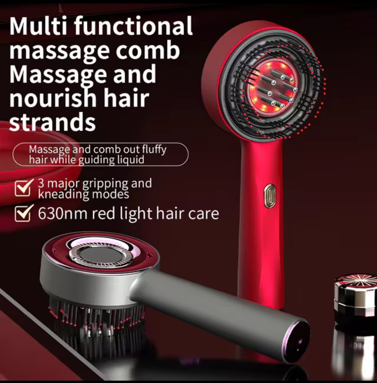 Electric Vibration Massage Comb Red Light Therapy Hair Growth Massage Scalp Brush Anti Hair Loss Liquid Oil (Copy)