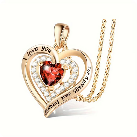 Luxury Red Zircon Pendant Necklaces With Rose Flower Gift Box For Girlfriend Women I Love You Gifts 2024 Trendy Wedding Jewelry