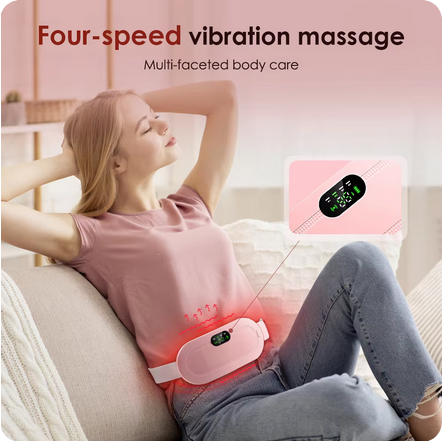 Period Cramp Massager Vibrating Heating Period Pads Belt for Menstrual Colic Waist Stomach Abdominal Warm Palace Belt